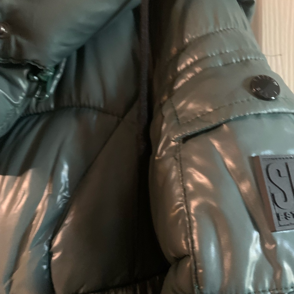 Steve Madden Metallic Green Puffer Jacket - Picture 4 of 5
